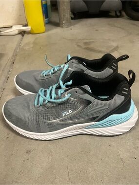 Fila Gray Sneakers with Light Blue Accents